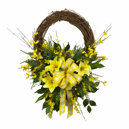 Easter /Spring Wreath, Yellow Lily Decor