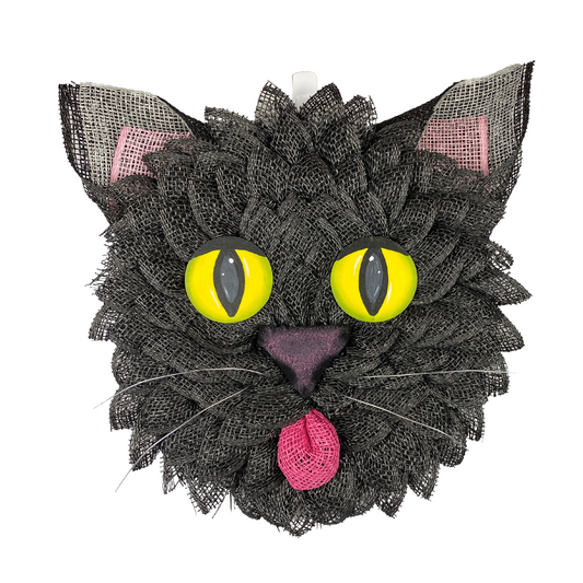 Cat wreath, black cat wreath, Halloween decor