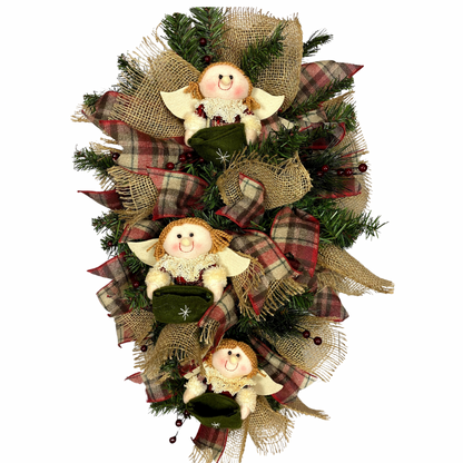 Christmas Rustic Angels Winter Pine Swag