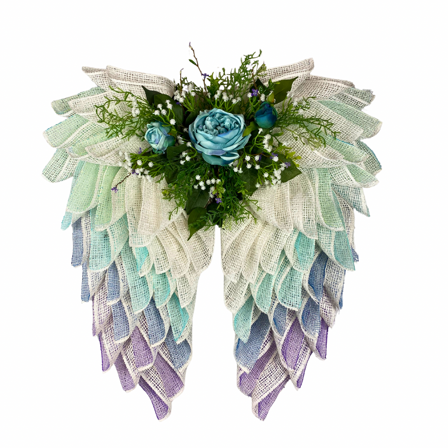 Custom Angel Wings Wreath with colored mesh