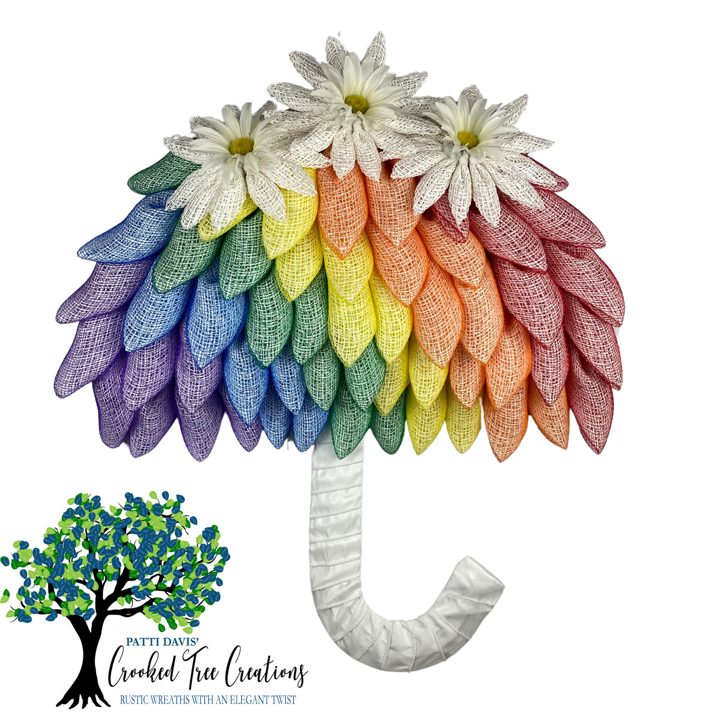 Rainbow Spring Umbrella Wreath