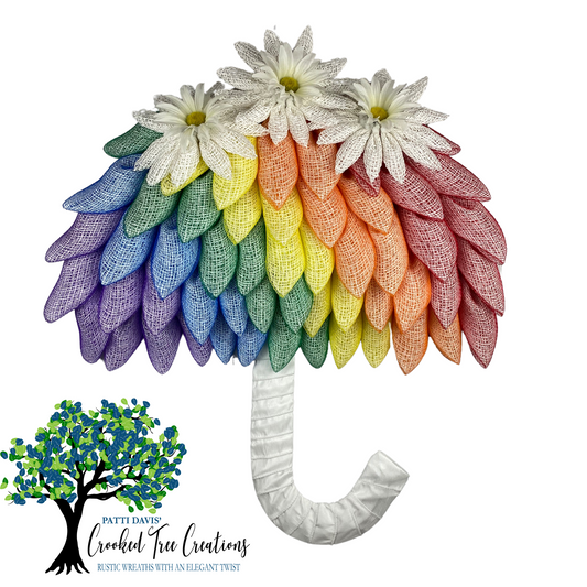 Rainbow Spring Umbrella Wreath