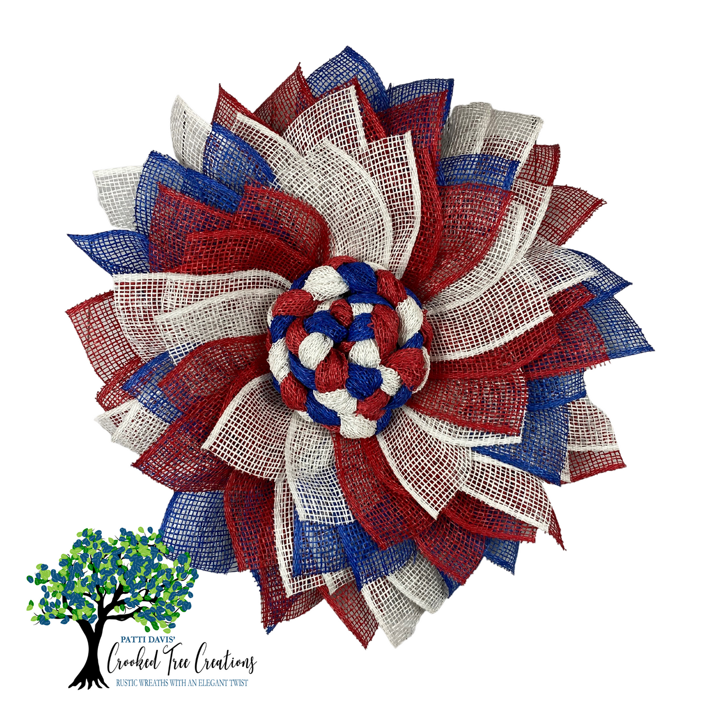 Patriotic Sunflower Wreath with Royal Blue