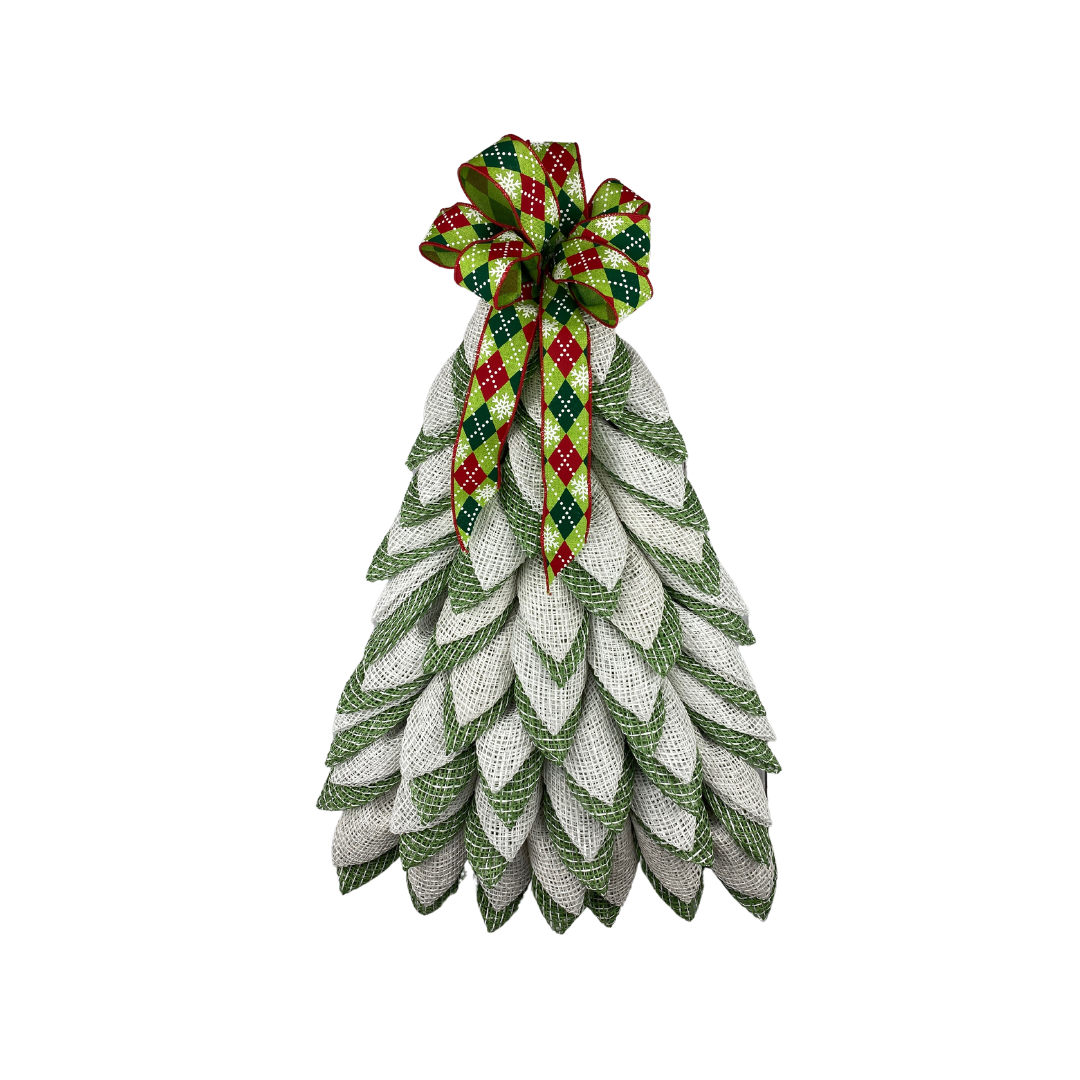 Christmas Tree Wreath Lime Green and White