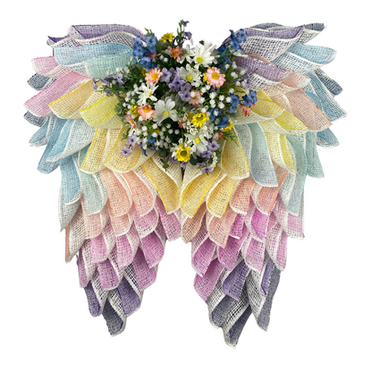 Custom Angel Wings Wreath with colored mesh