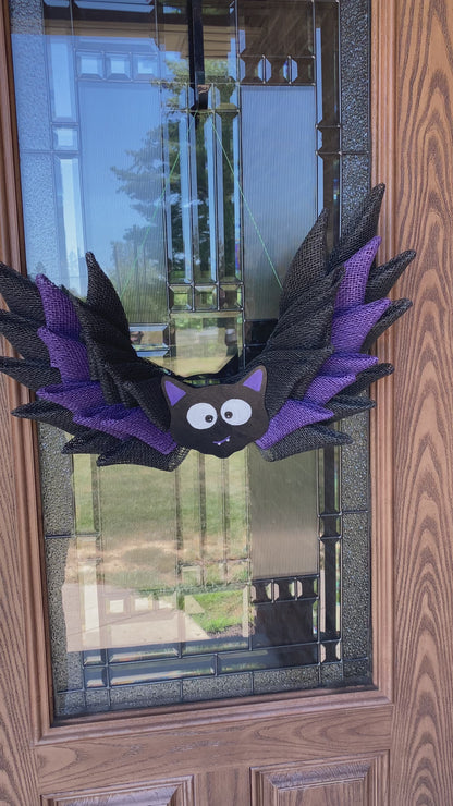 Bat wreath, Halloween decor, cute spooky decorations