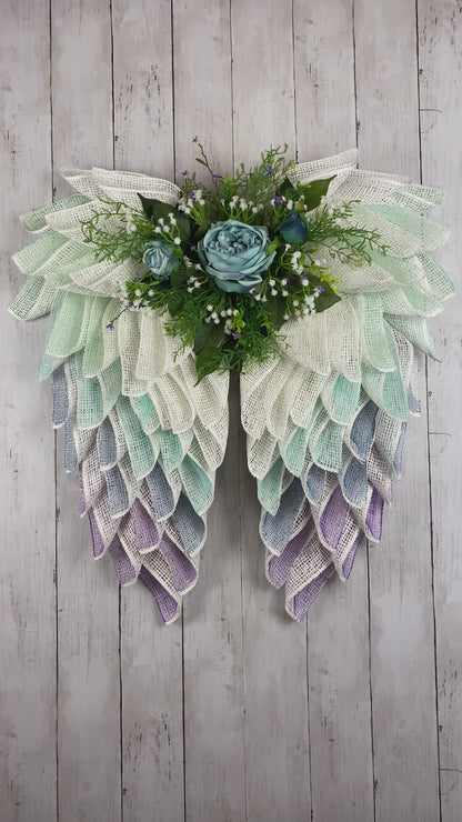 Custom Angel Wings Wreath with colored mesh