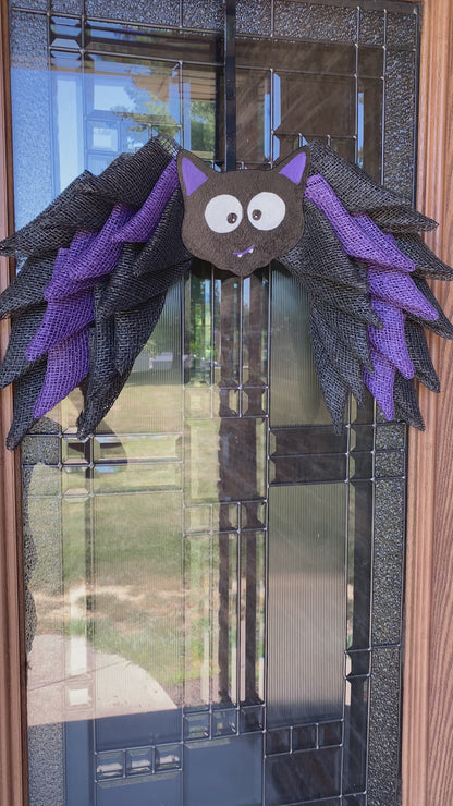 Bat wreath, Halloween decor, cute spooky decorations