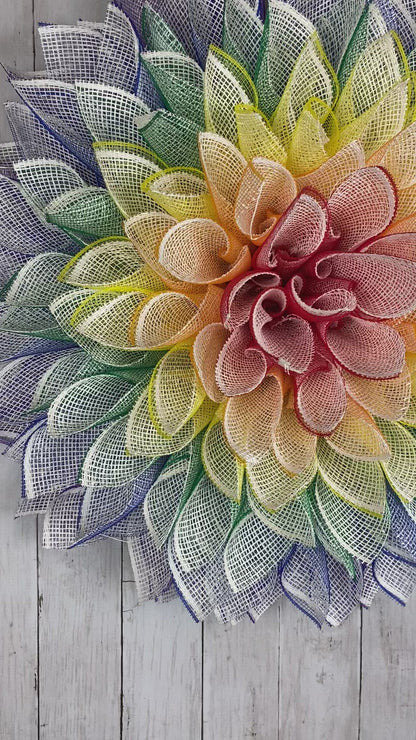 SOLD Rainbow Dahlia Wreath