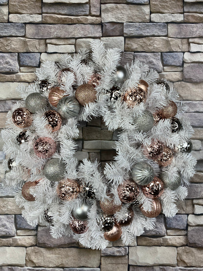 Christmas Wreath with Rose Gold and Silver