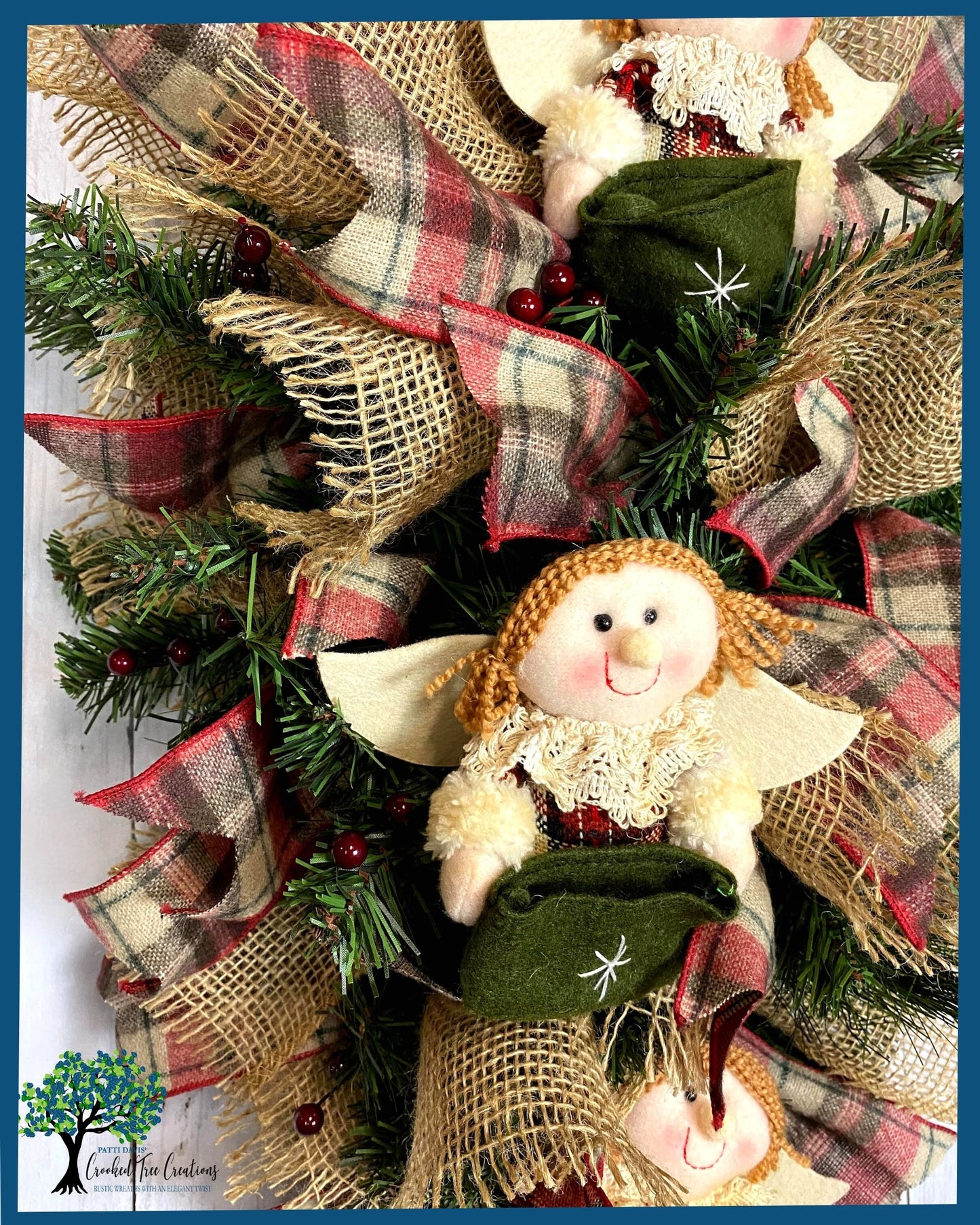 Christmas Rustic Angels Winter Pine Swag