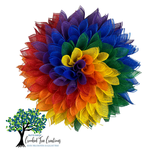 Rainbow Dahlia Spiral Wreath