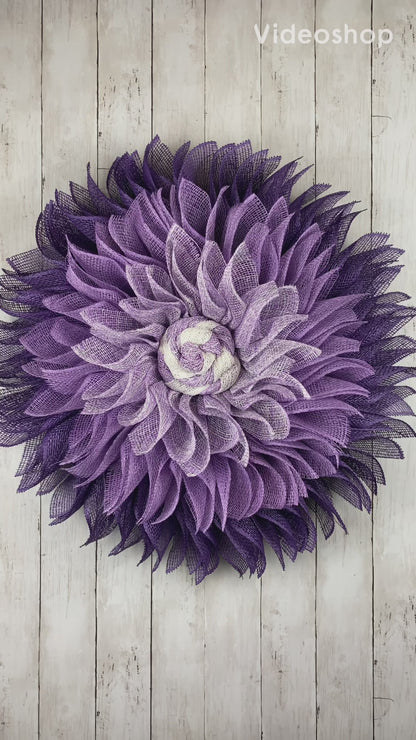 Spring sunflower wreath in purple ombré