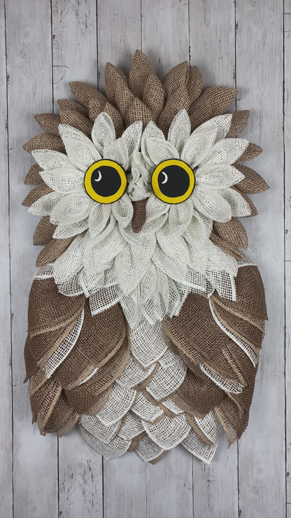 Owl wreath, fall / winter brown owl