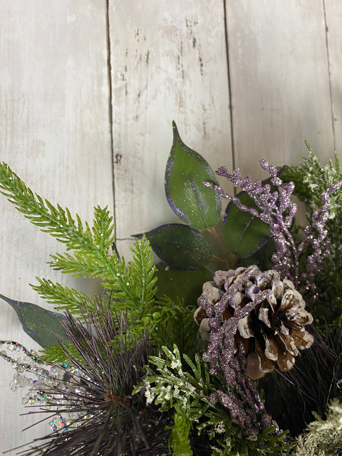 Christmas frosted purple pine wreath