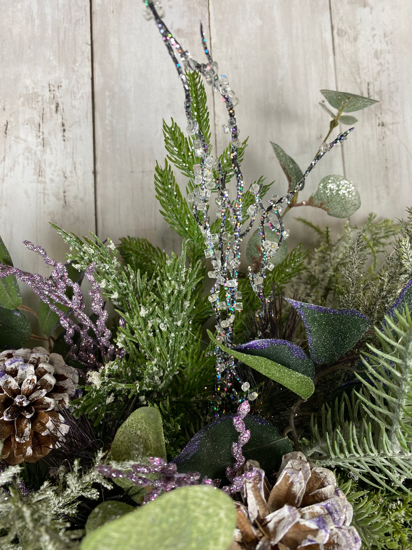 Christmas frosted purple pine wreath