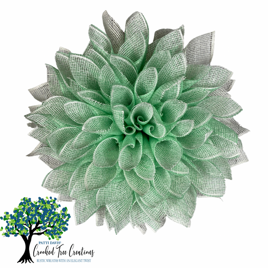 Dahlia Wreath in Mint Green and Cream