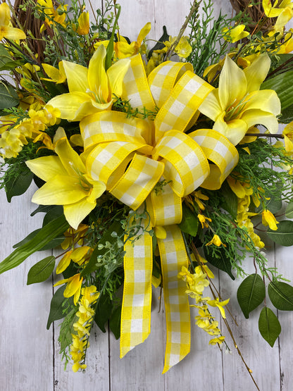 Easter /Spring Wreath, Yellow Lily Decor