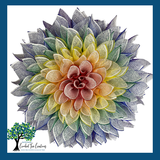 SOLD Rainbow Dahlia Wreath