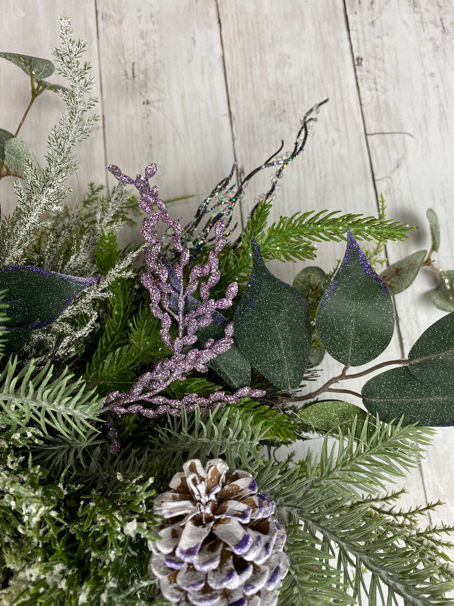 Christmas frosted purple pine wreath