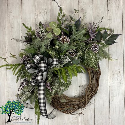 Christmas frosted purple pine wreath