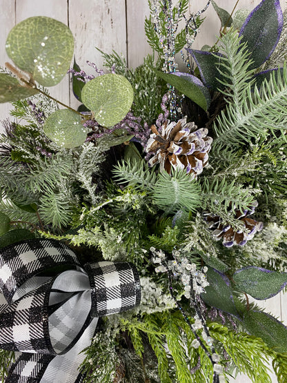 Christmas frosted purple pine wreath