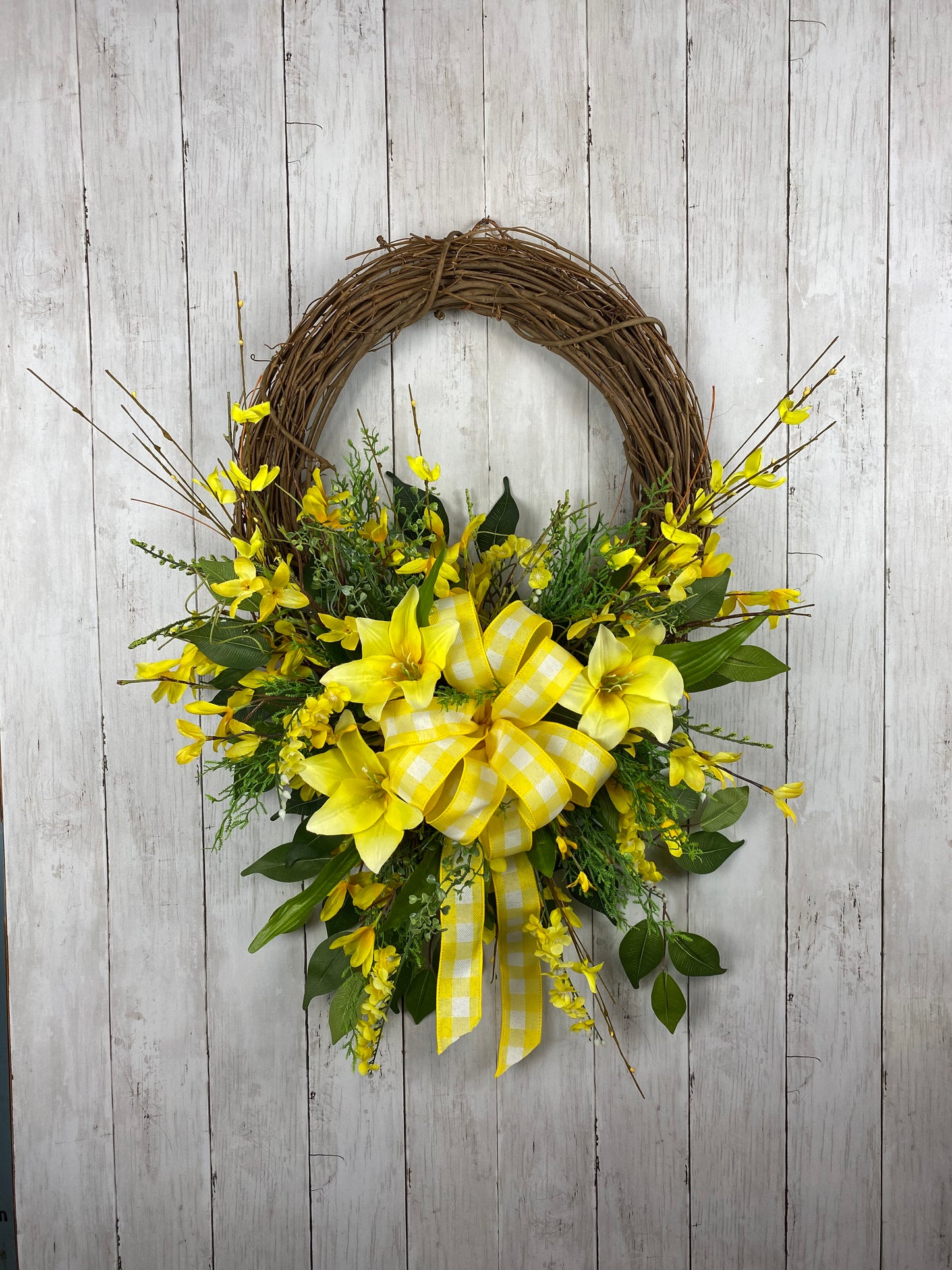 Easter /Spring Wreath, Yellow Lily Decor